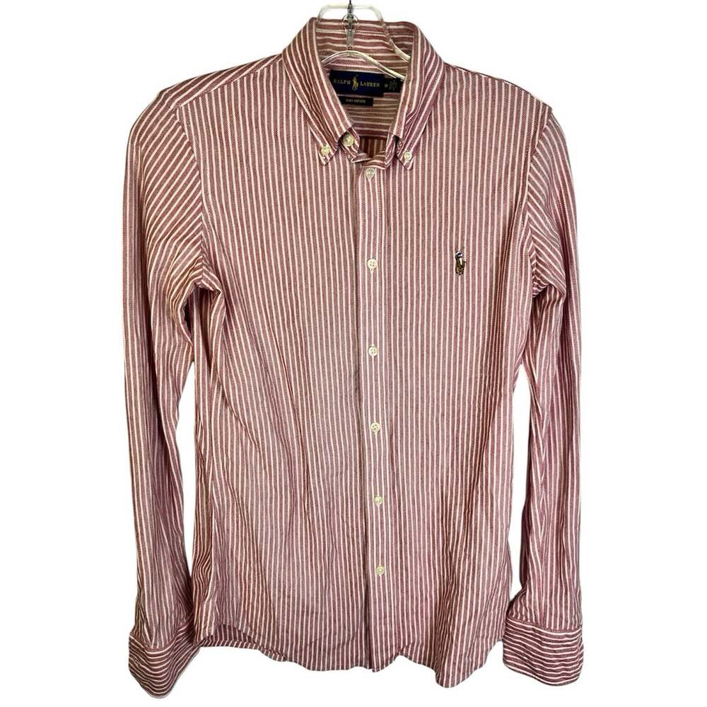 Ralph Lauren Mens Shirt Extra Large Pink Button Up Knit Oxford Long Sleeve